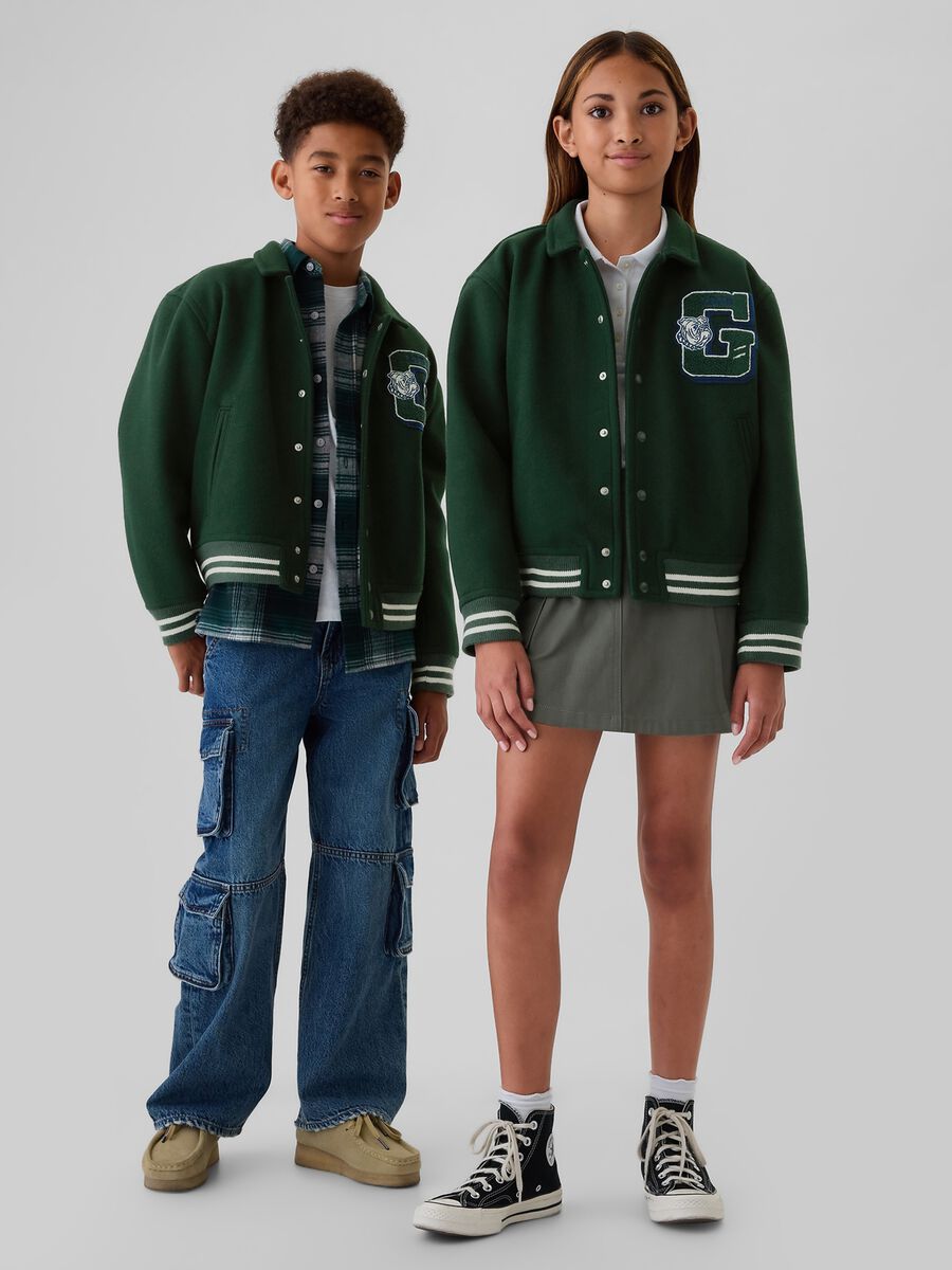 Varsity bomber jacket with bouclé applications_1