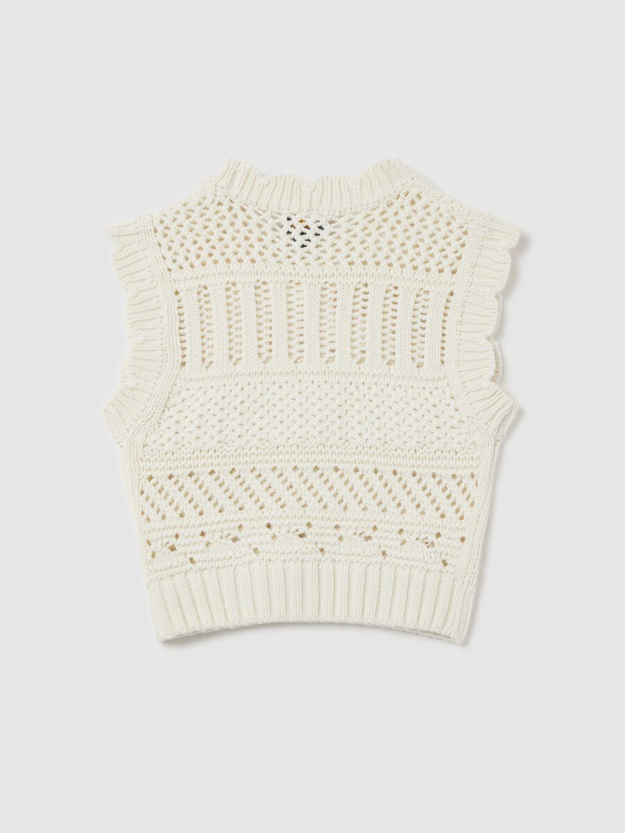 Cotton gilet with openwork design_4