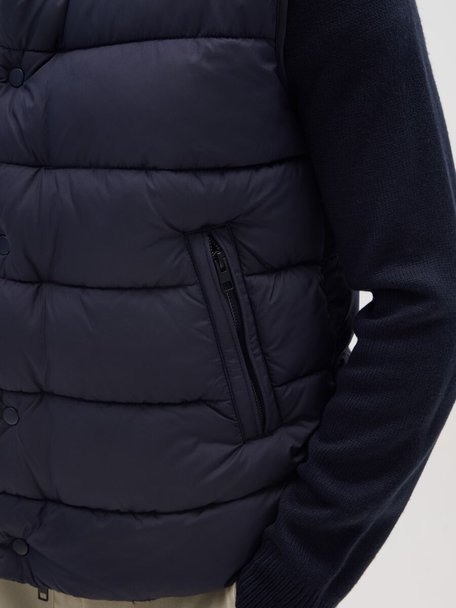 Blue Quilted Vest with Zip_3