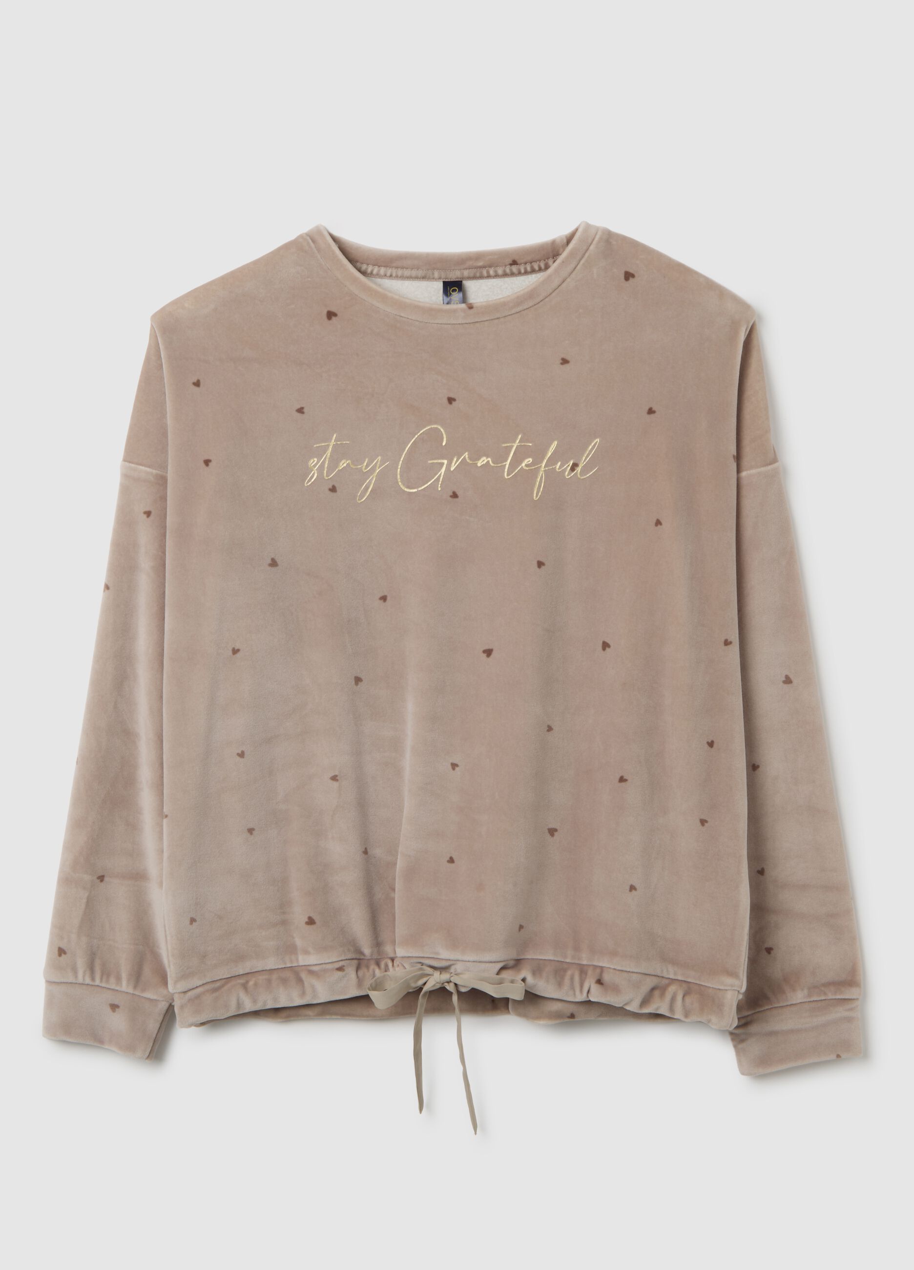 Beige pyjama sweatshirt with adjustable drawstring