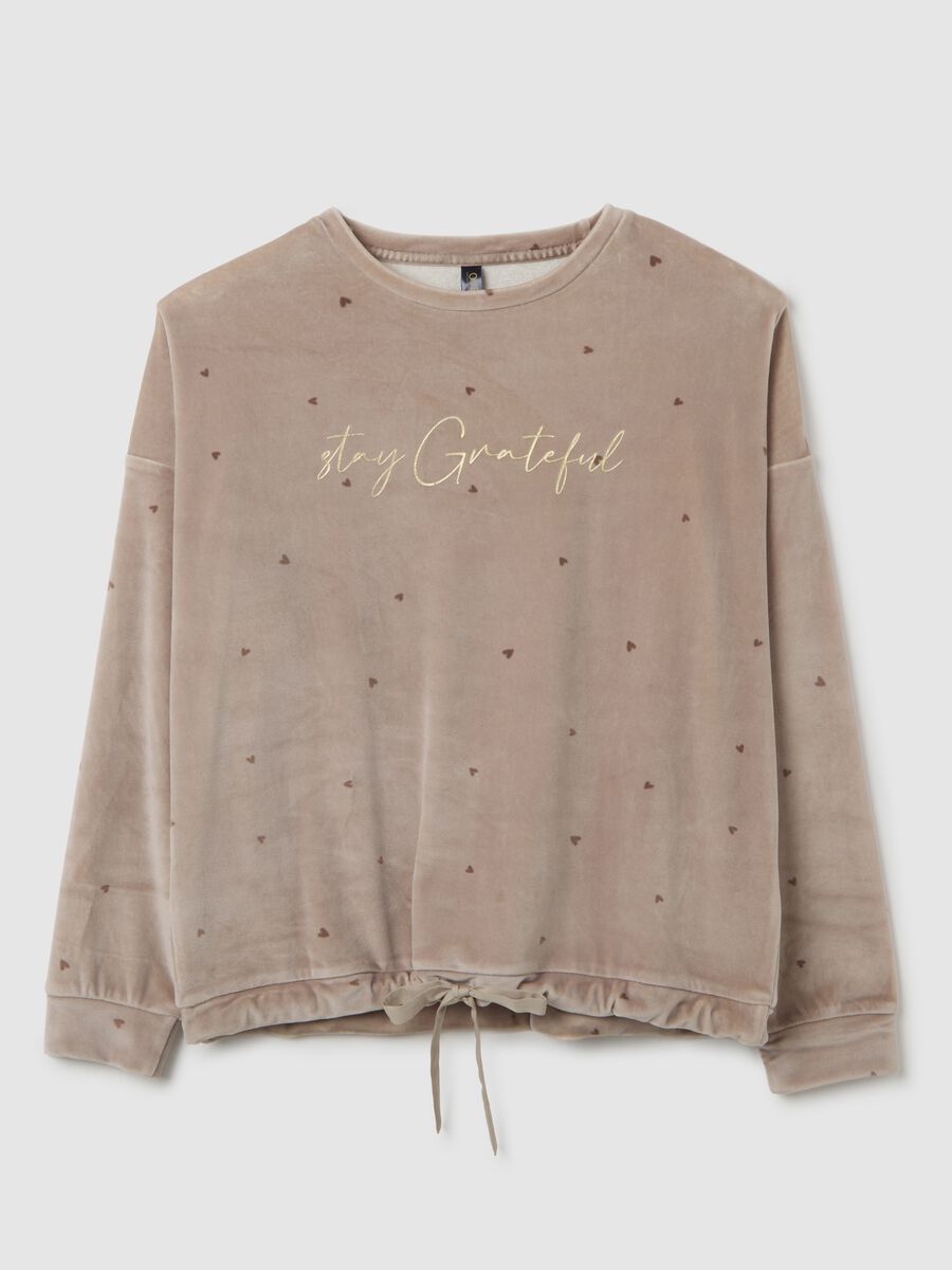 Beige pyjama sweatshirt with adjustable drawstring_0