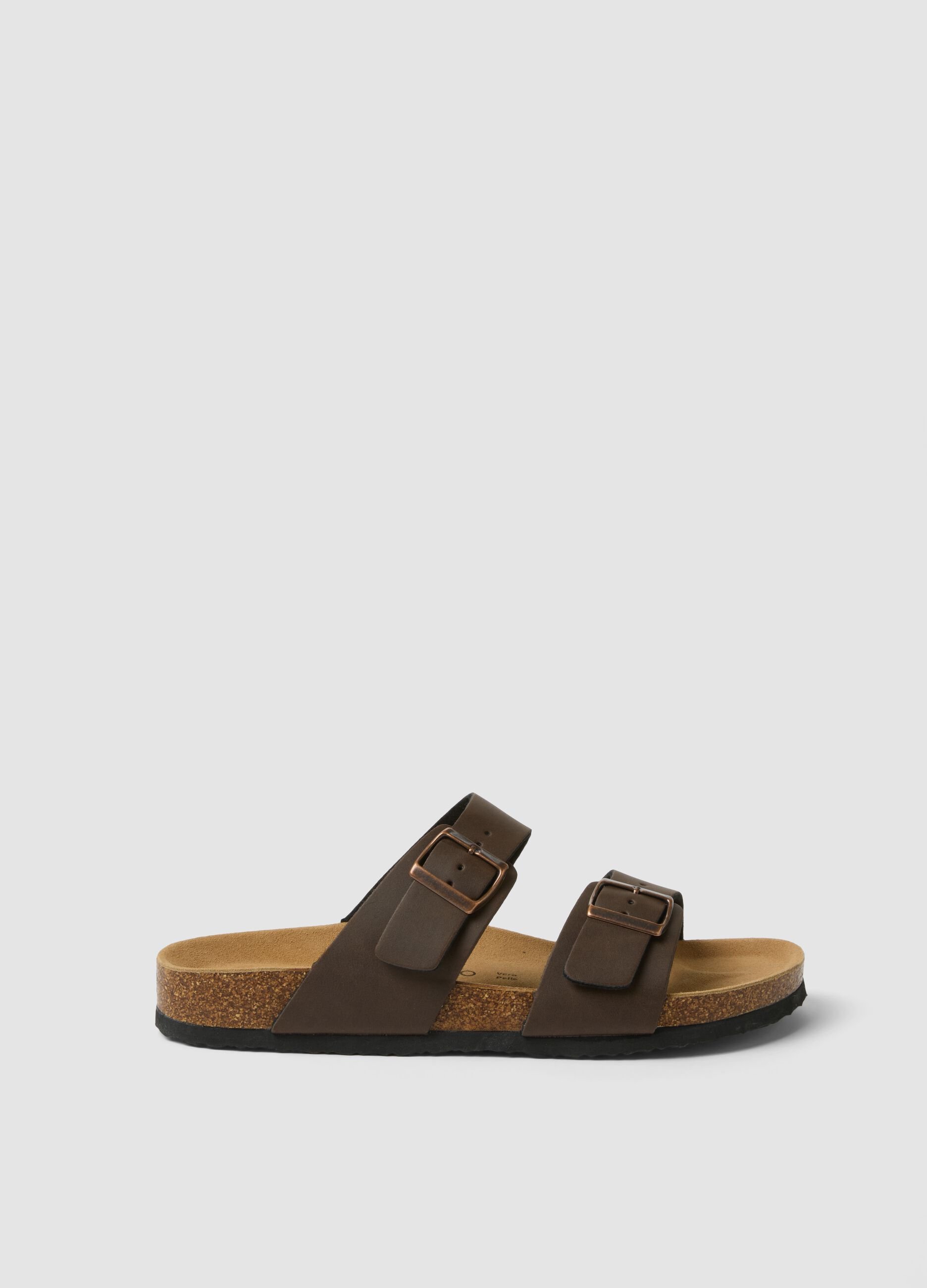 Brown double-strap sandals with buckles