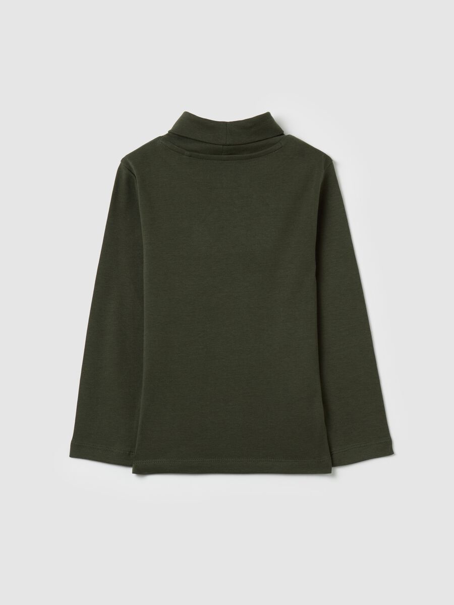 Cotton T-shirt with high neck and print_1