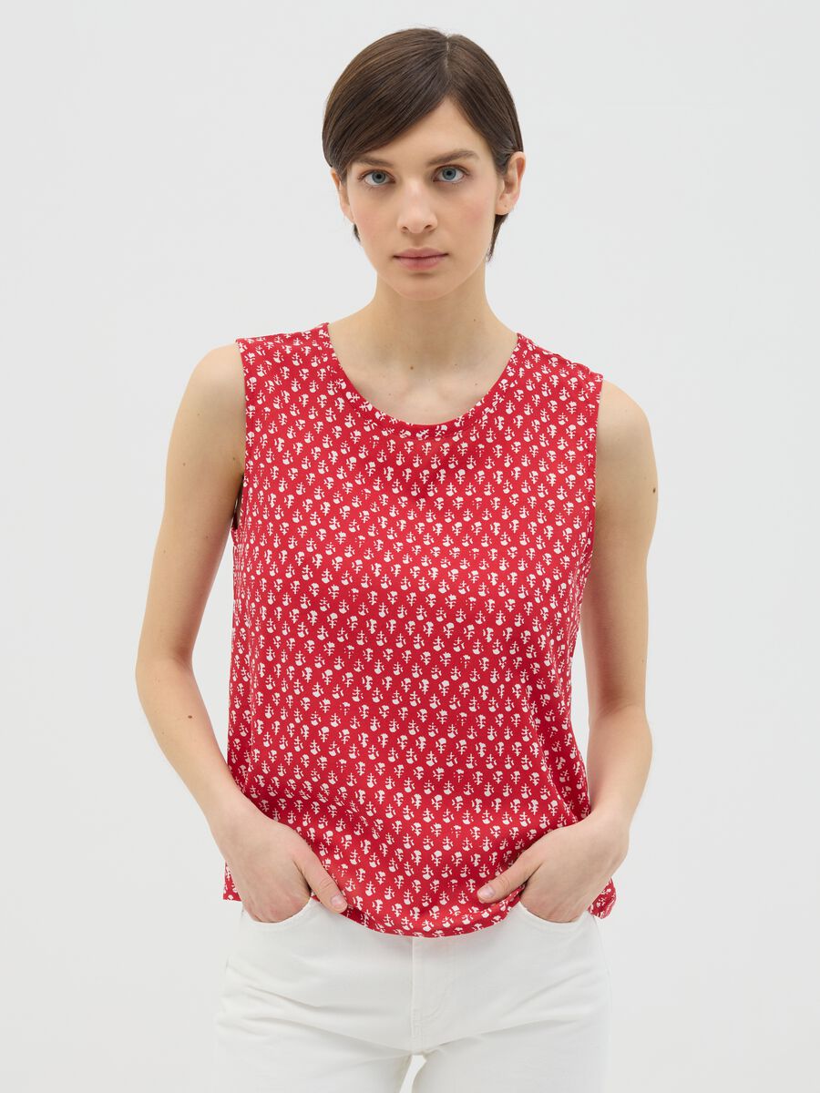 Red sleeveless pure viscose tank top by Ovs_0