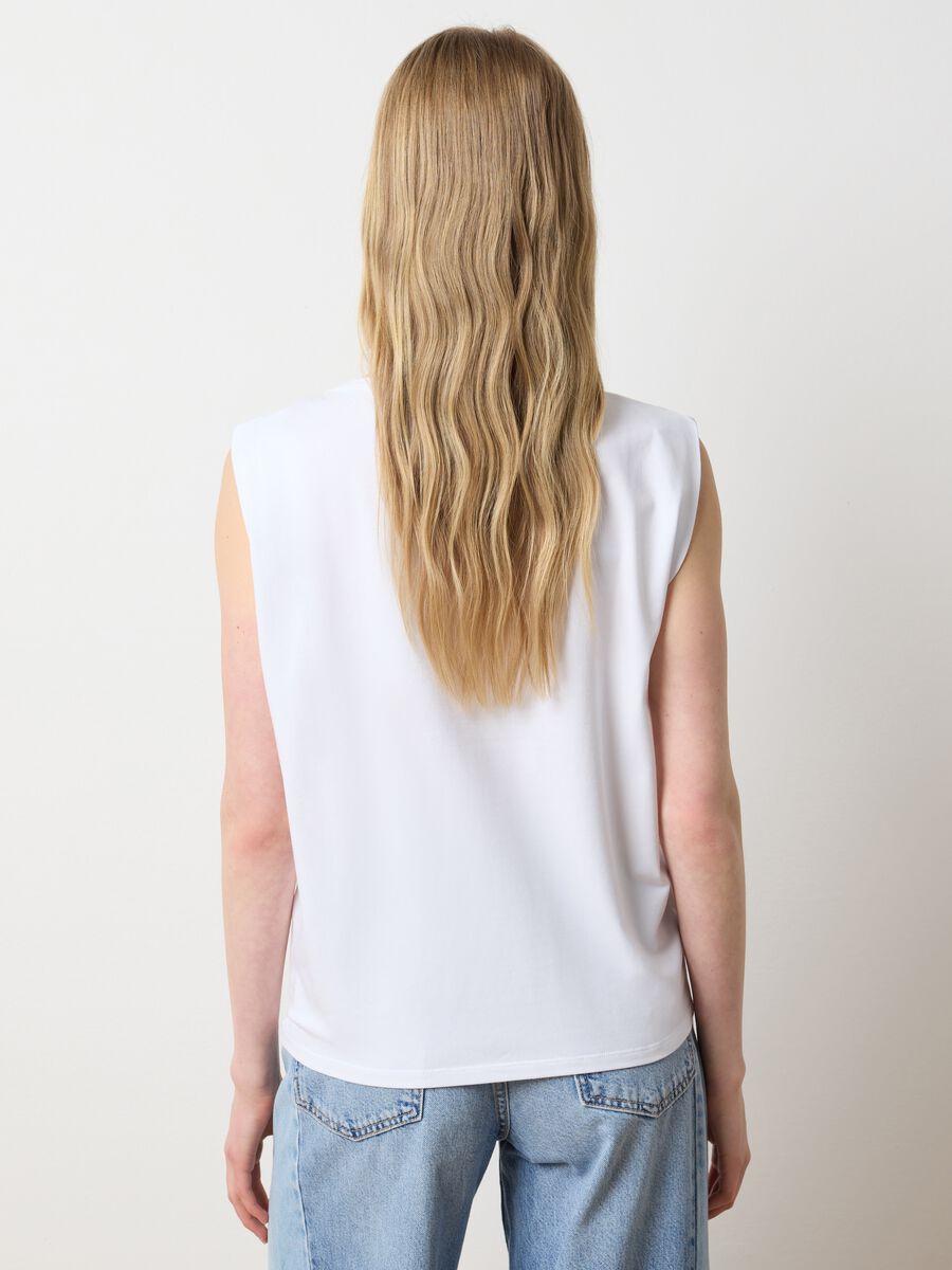 White stretch cotton T-shirt with logo_3
