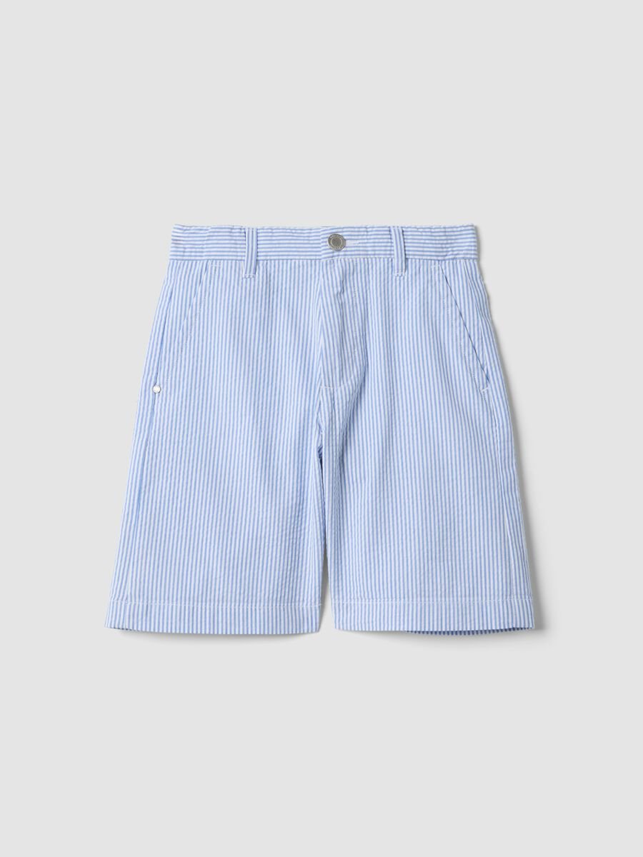 Blue striped pure cotton shorts_0