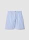 Shorts azzurri a righe in puro cotone_0
