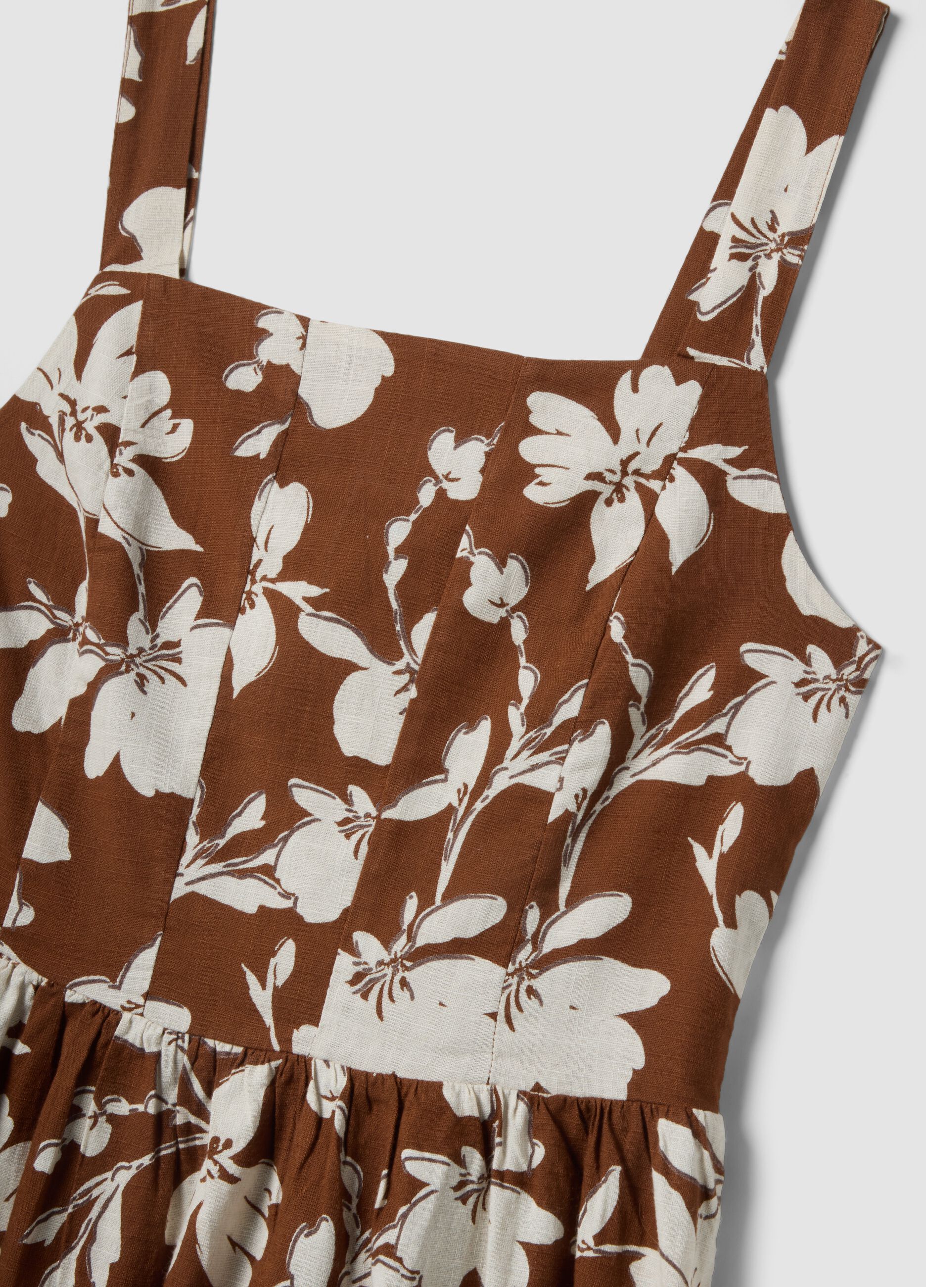 Brown floral print dress