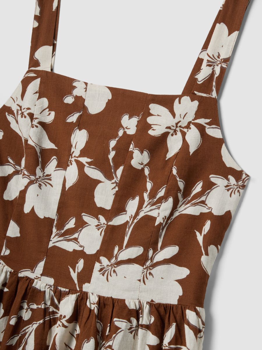 Brown floral print dress_5