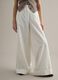 White cotton blend flare trousers with regular waist_1