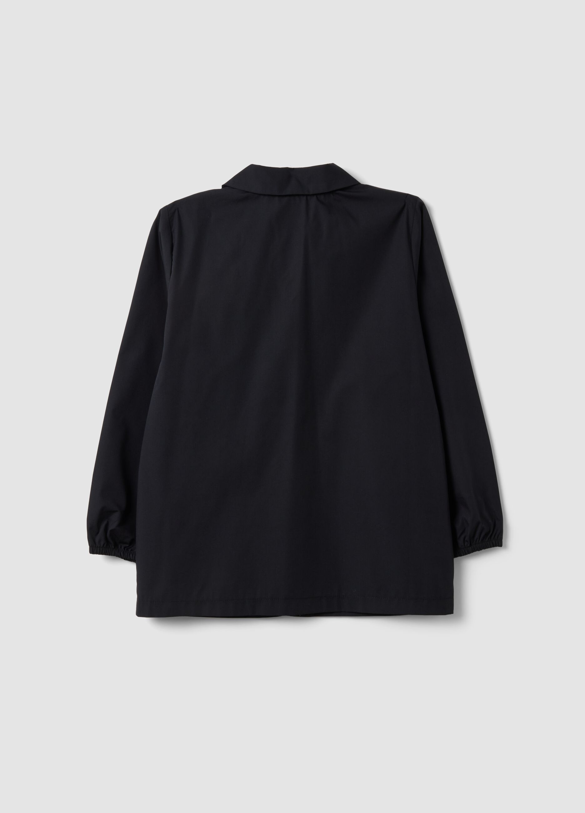 Black kids&rsquo; school smock with zip and Sonic embroidery