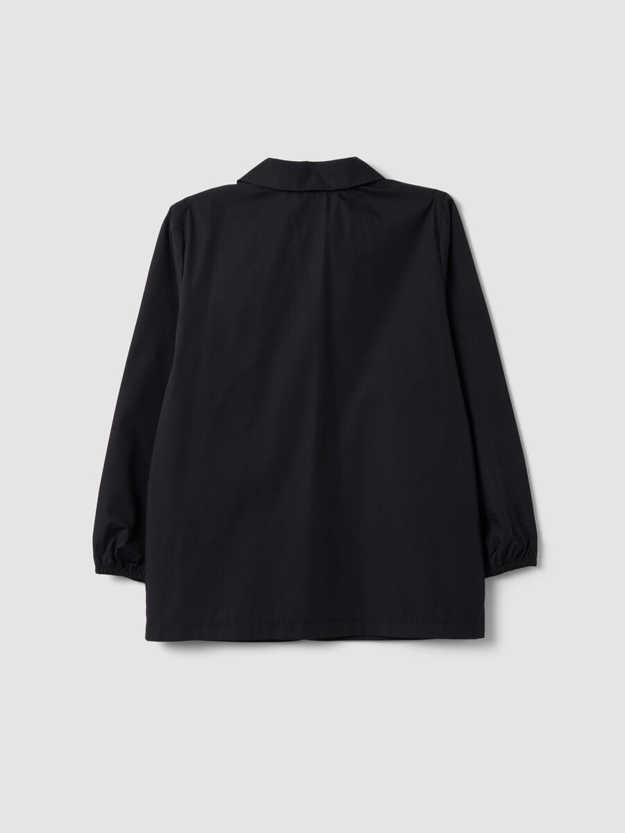 Black kids&rsquo; school smock with zip and Sonic embroidery_1