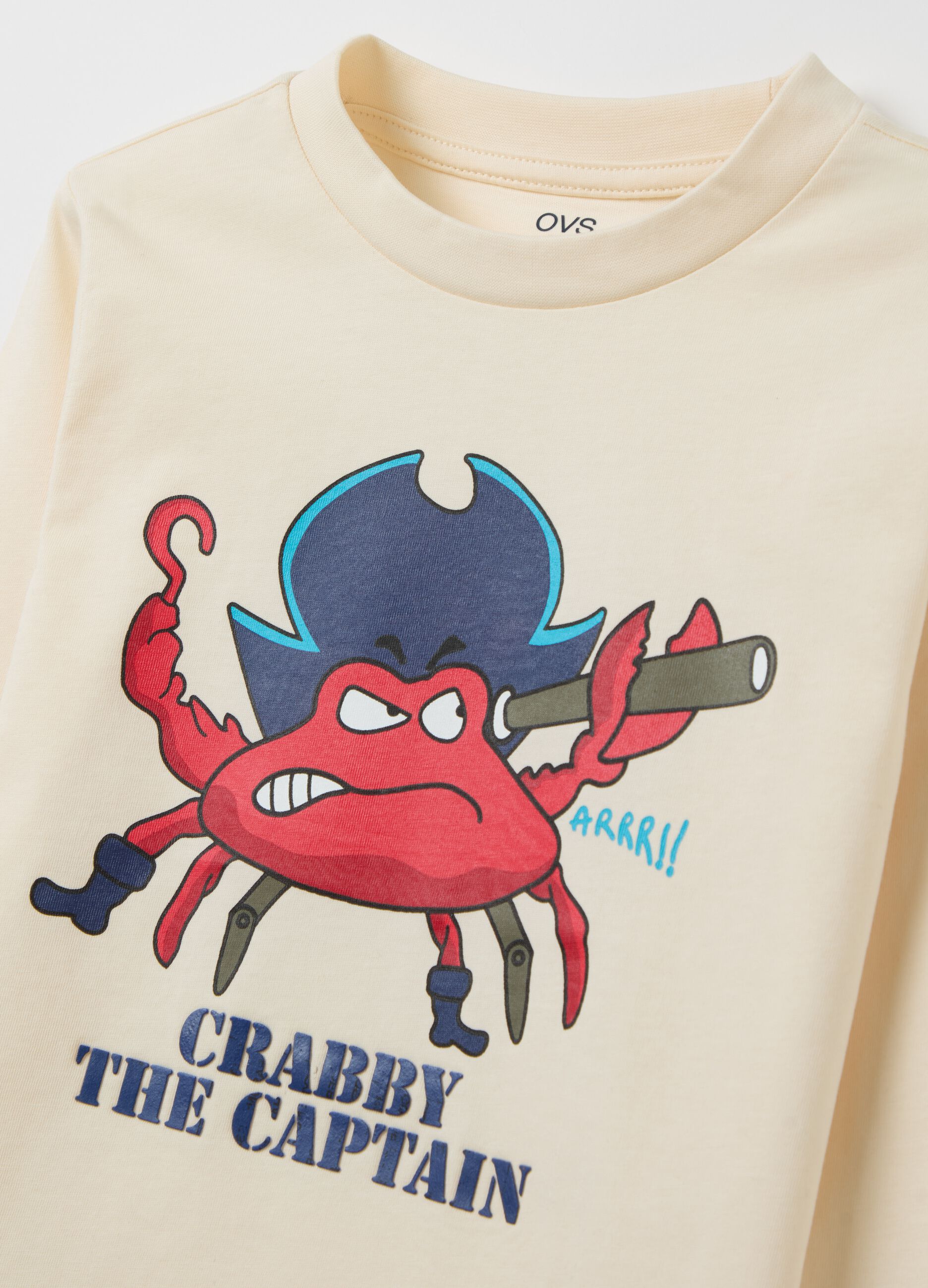 T-shirt maniche lunghe stampa "Crabby the Captain" 