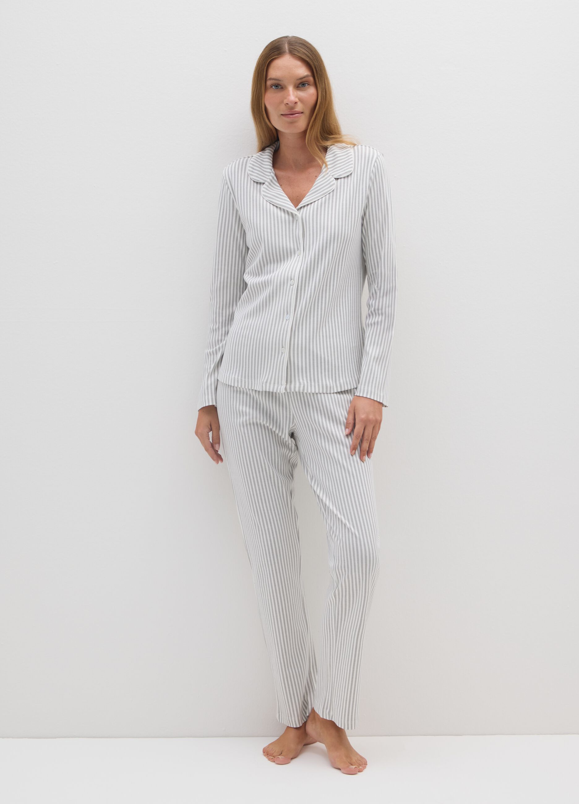 Multicoloured pure cotton pyjamas, regular fit