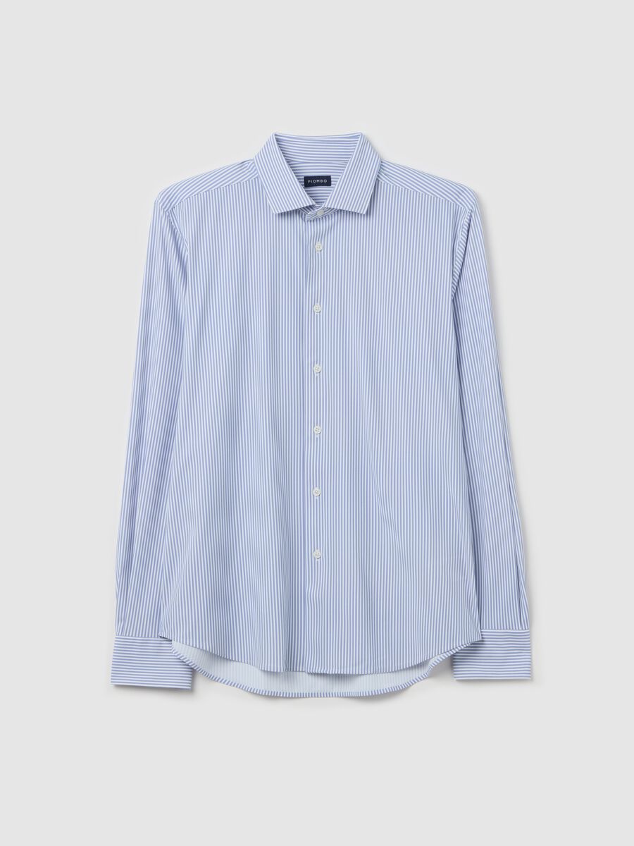 Regular-fit shirt in striped technical fabric_4