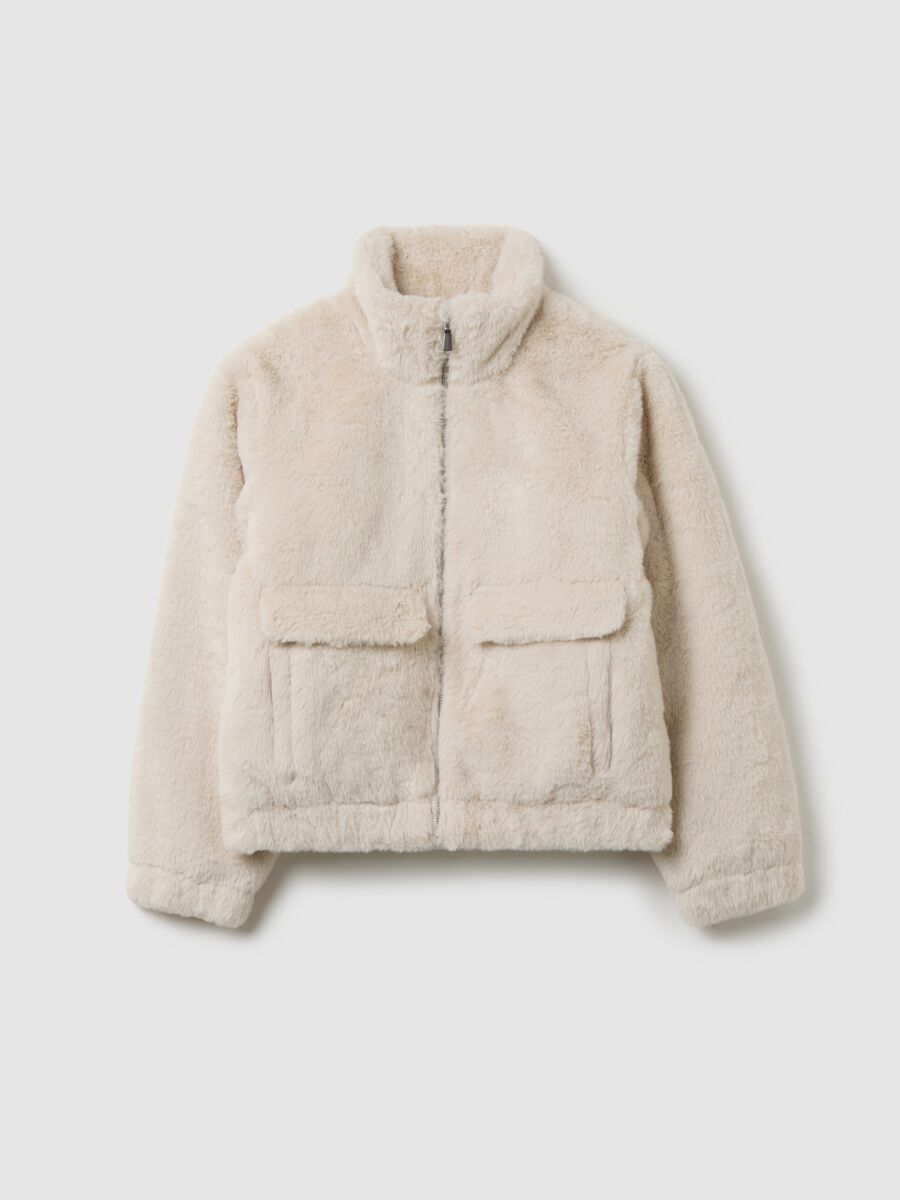 Giacca imbottita da ragazze beige con cappuccio_0