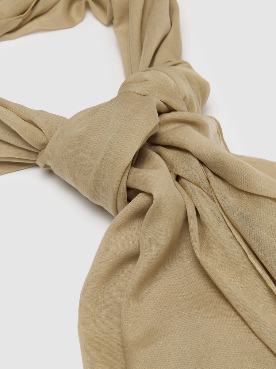 Men's scarf in pure beige cotton with fringes_1