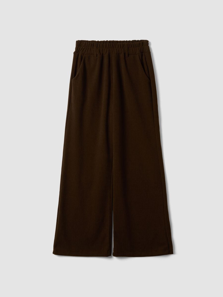 Brown regular-fit wide-leg stretch trousers_0
