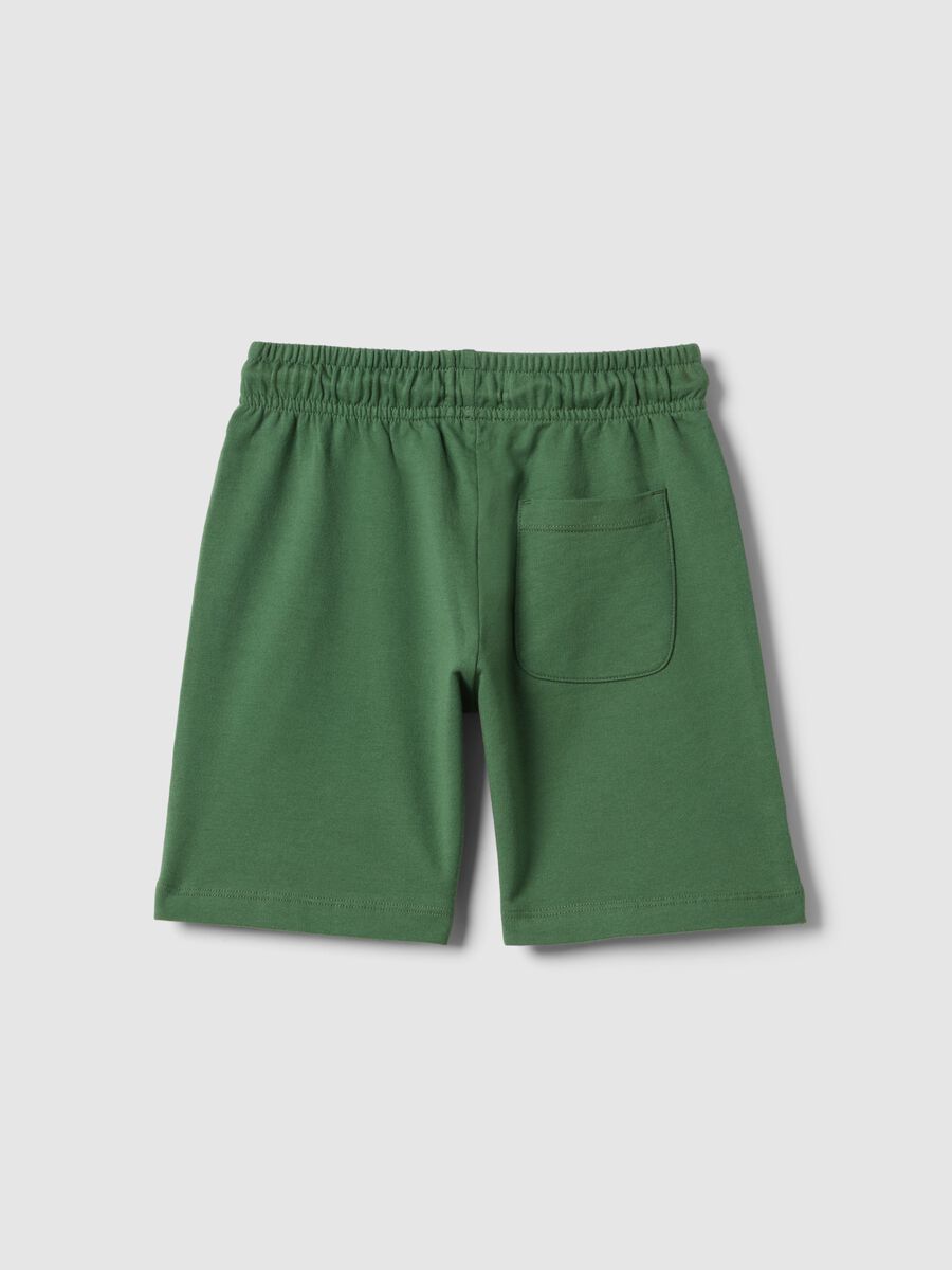 Pantaloni corti in puro cotone verde regular fit per bambino_1