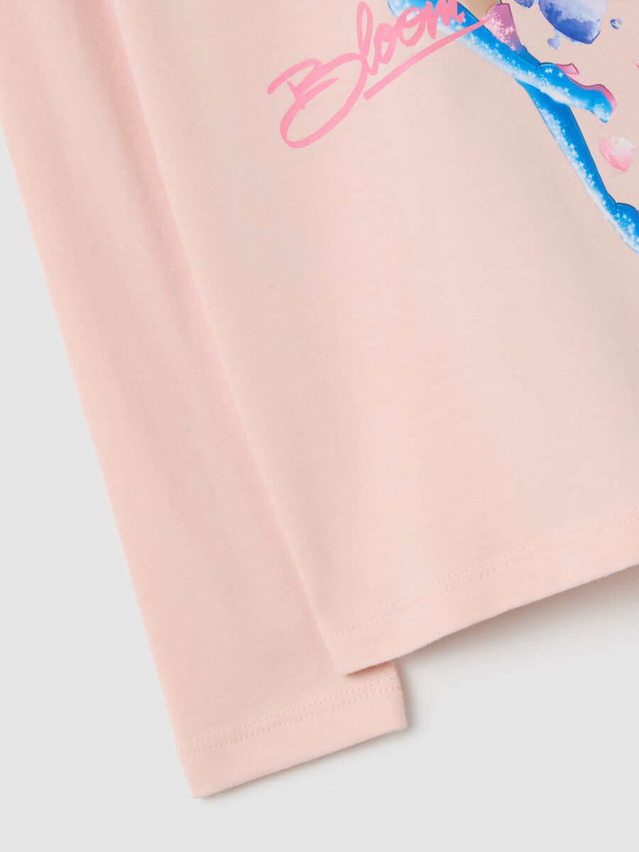 T-shirt da bambina in cotone elasticizzato rosa regular fit con stampa_3