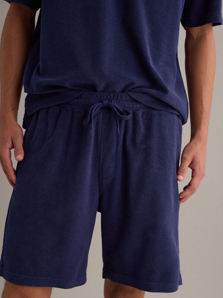Shorts jogger blu in misto cotone con vita elasticizzata regular fit_3