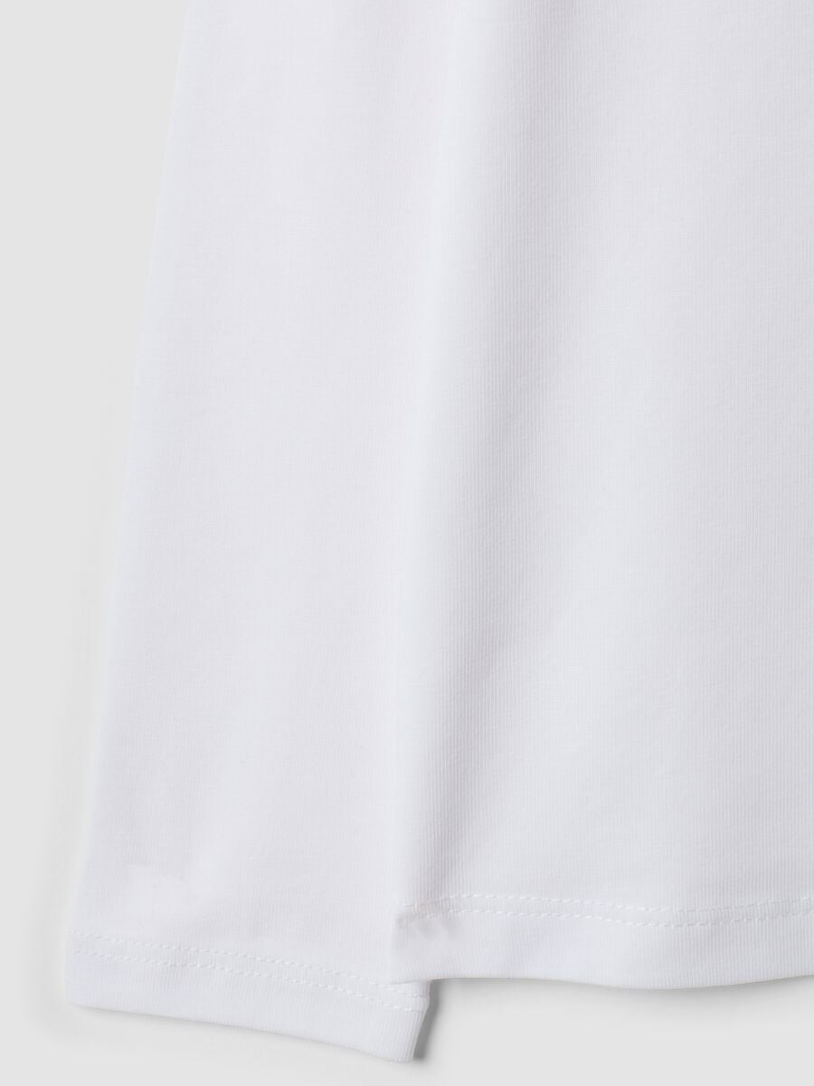 T-shirt bianca a maniche lunghe in cotone elasticizzato_3