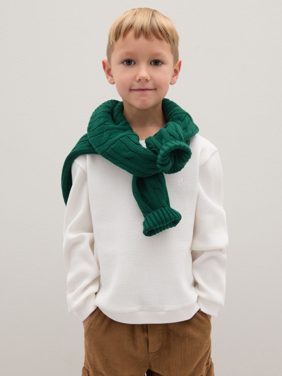 T-shirt da bambino in puro cotone bianca regular fit_0