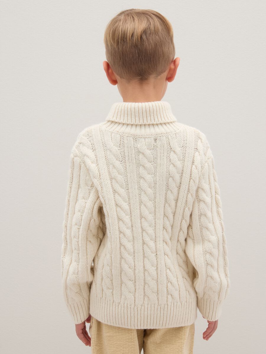White High Neck Regular Fit Knitted Pullover for Kids_1