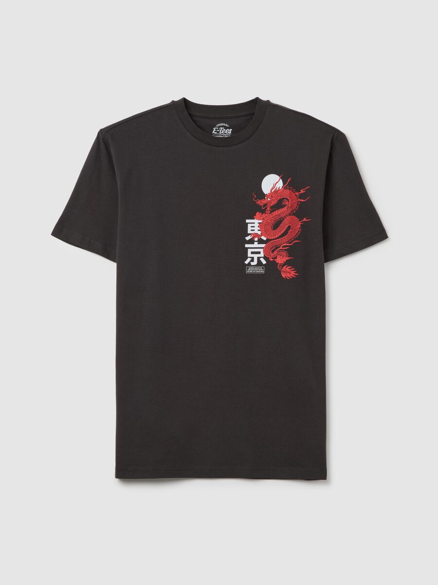 Black Tokyo T-shirt with Red Dragon by OVS_4