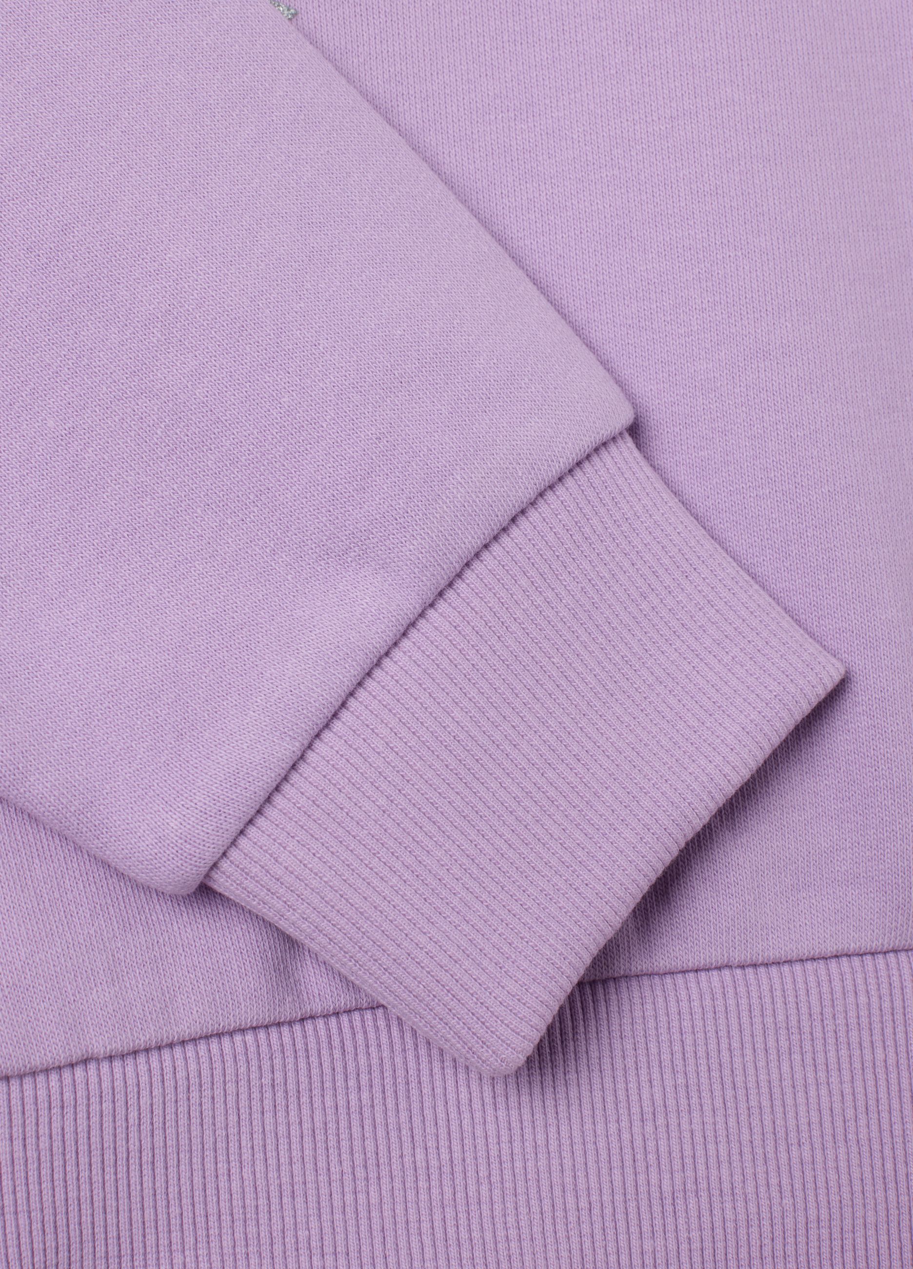 Purple cotton girl's sweatshirt with Barbie rhinestones