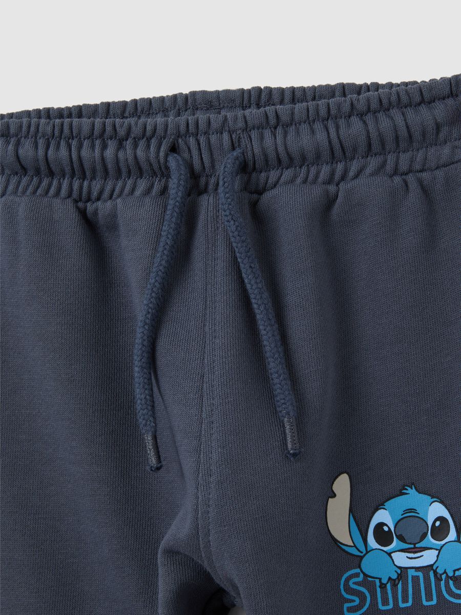 Set felpa e pantaloni da bambino in puro cotone azzurro regular fit con stampa Stitch_2