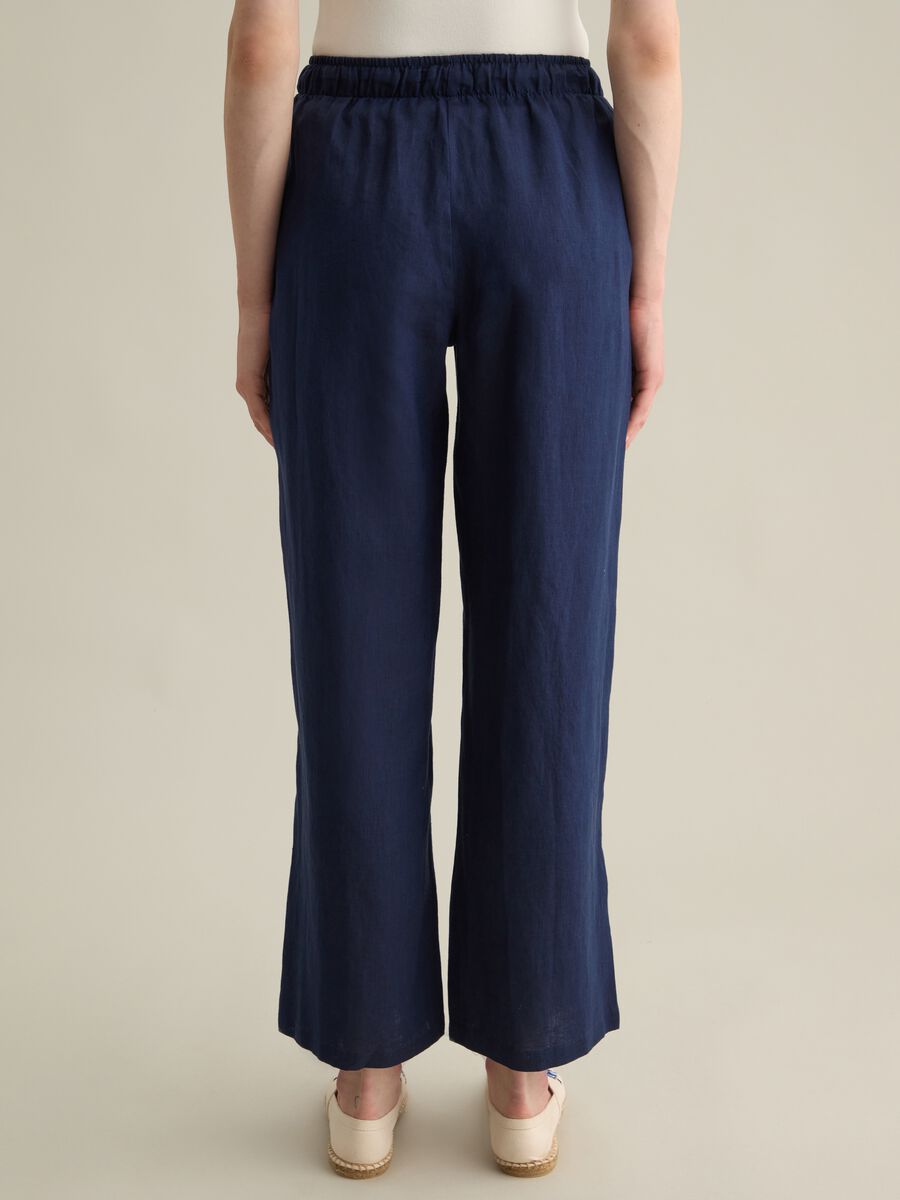 Piombo Blue Linen Trousers_3