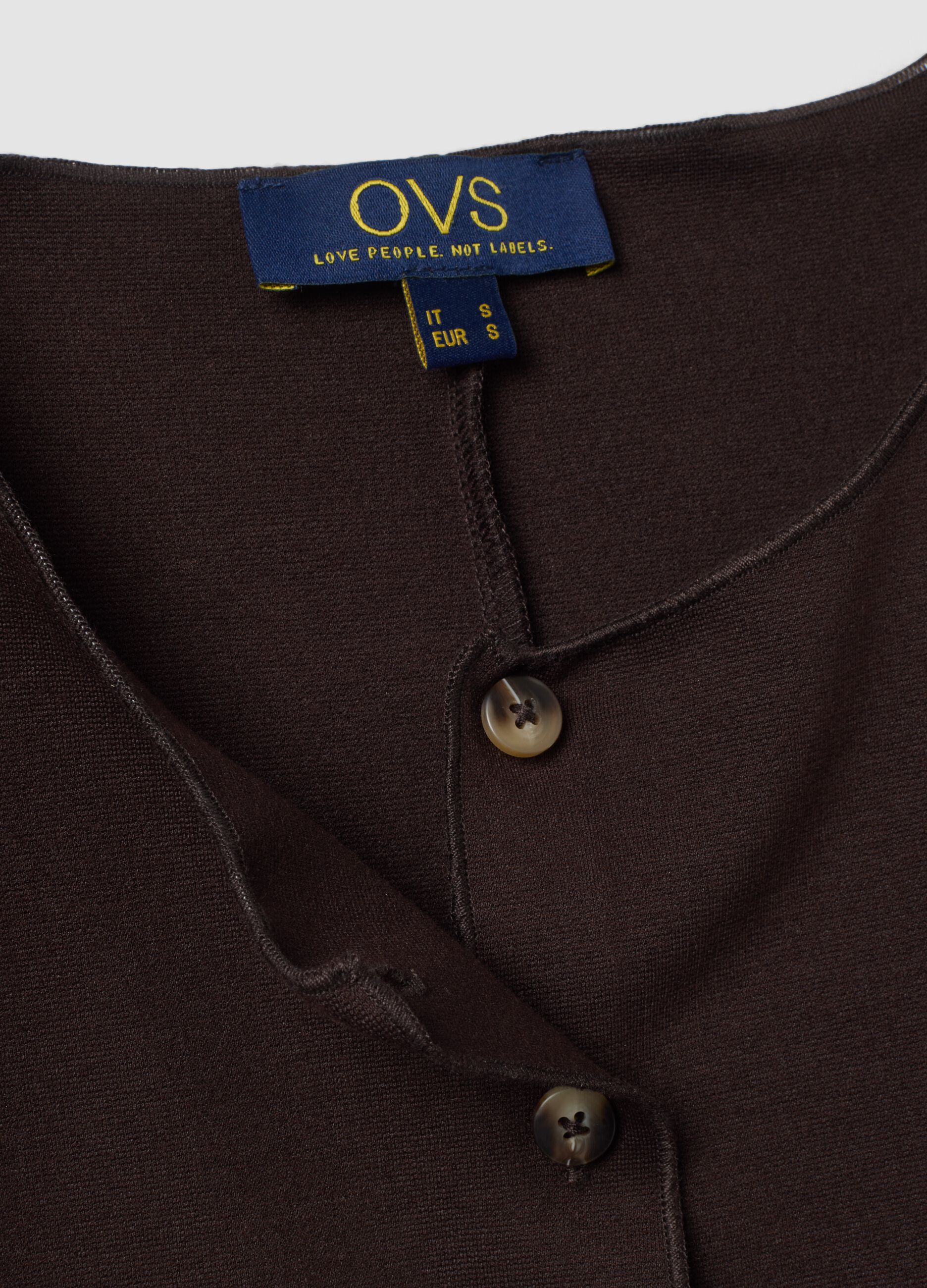 Gilet marrone in punto Milano di viscosa elasticizzata regular fit