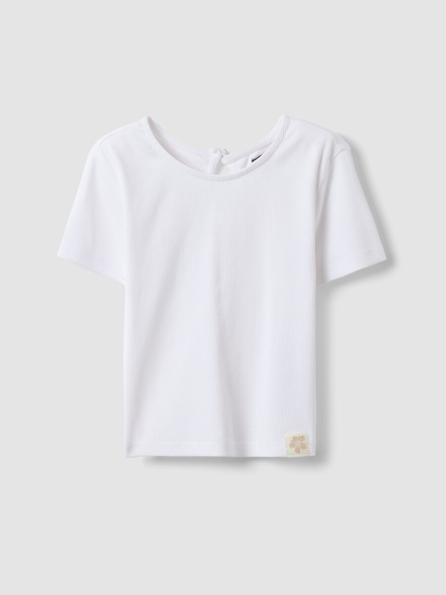 White short-sleeve stretch cotton T-shirt_0
