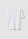 T-shirt bianca a maniche corte in cotone elasticizzato da ragazza_0