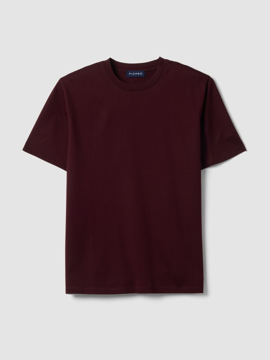 T-shirt rossa in jersey di puro cotone con girocollo relaxed fit_0