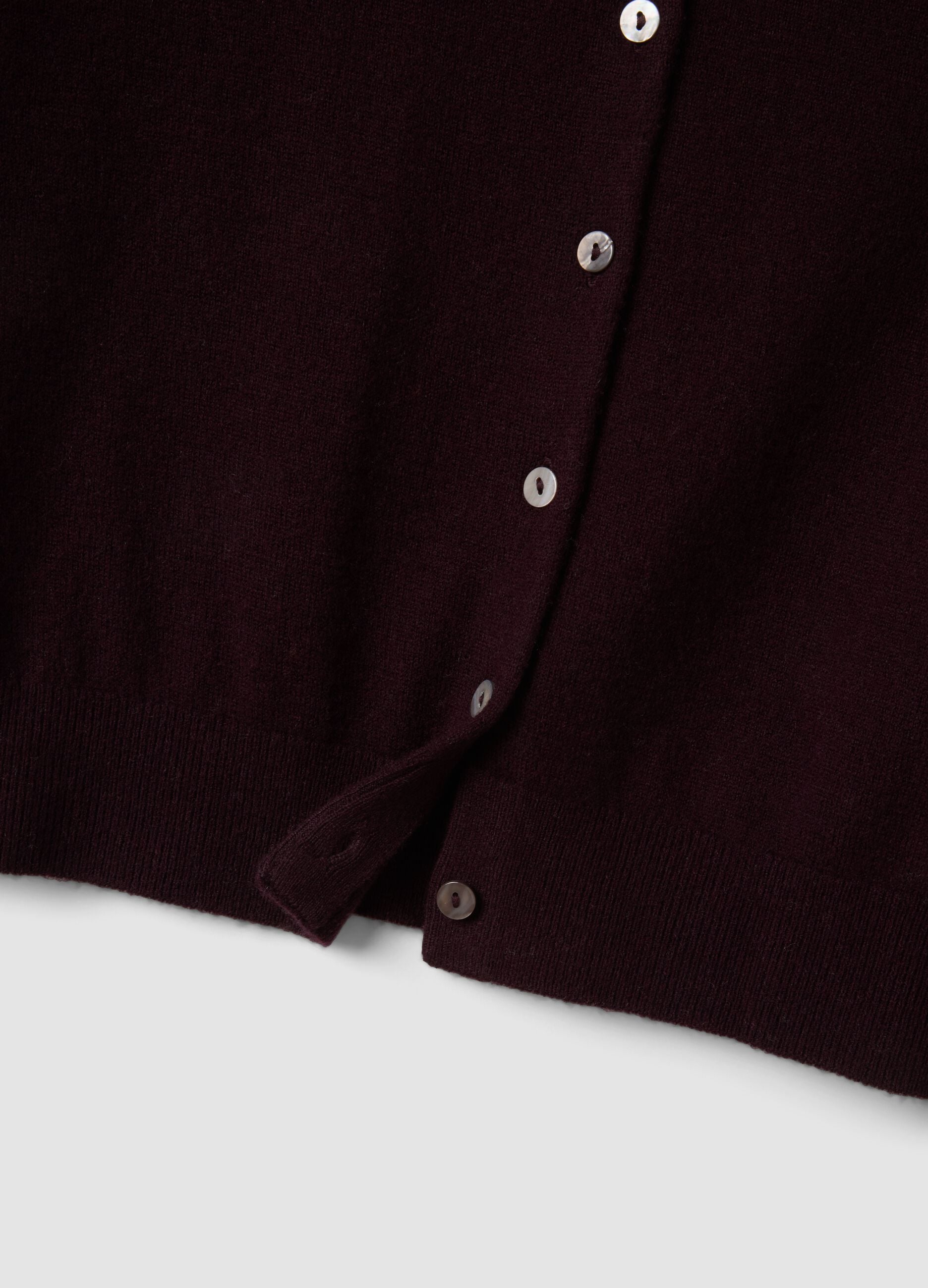 Purple pure wool crew-neck cardigan with buttons, regular fit