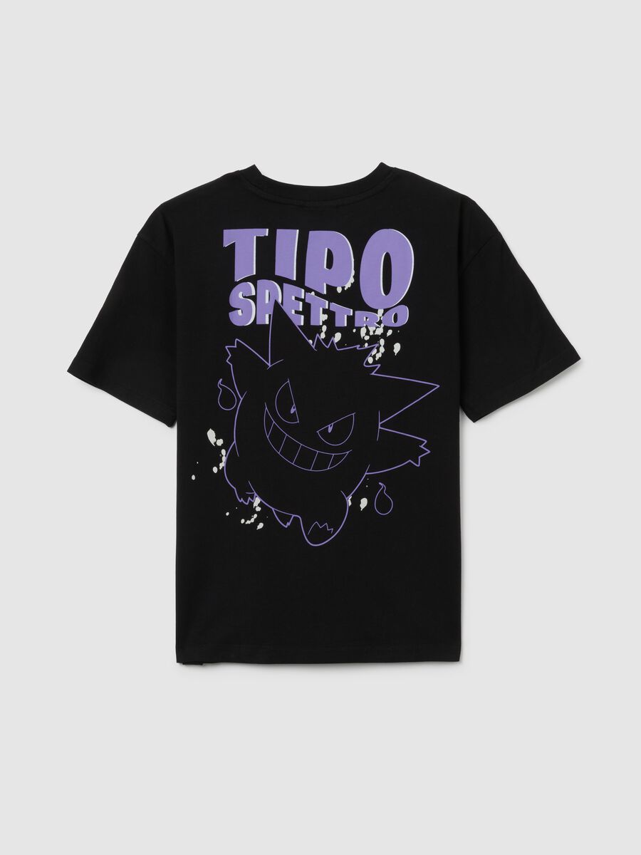 T-shirt nera da bambino in puro cotone regular fit con stampa Pokémon_1