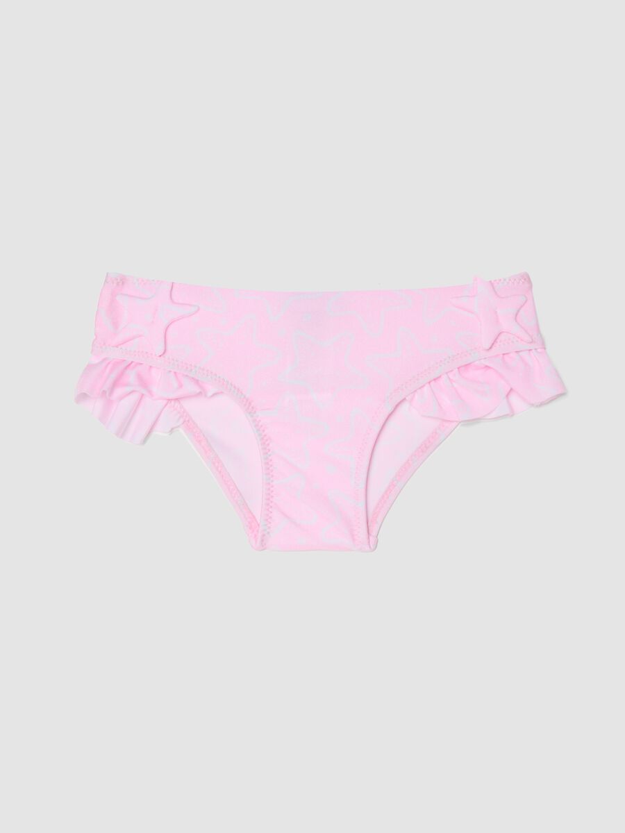 Pink baby swim briefs in stretch fabric with ruffles_0