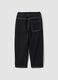 Black cotton and viscose blend joggers with elasticated waist for boys_1