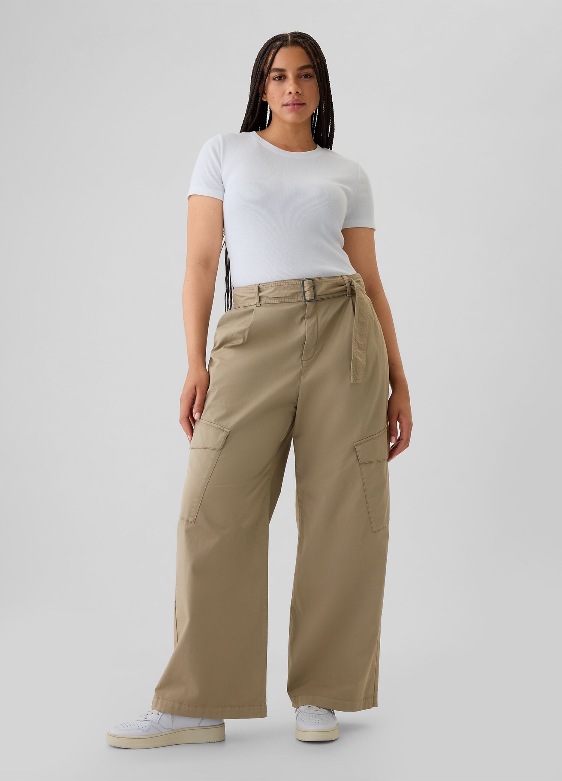 Cargo trousers in stretch twill with belt