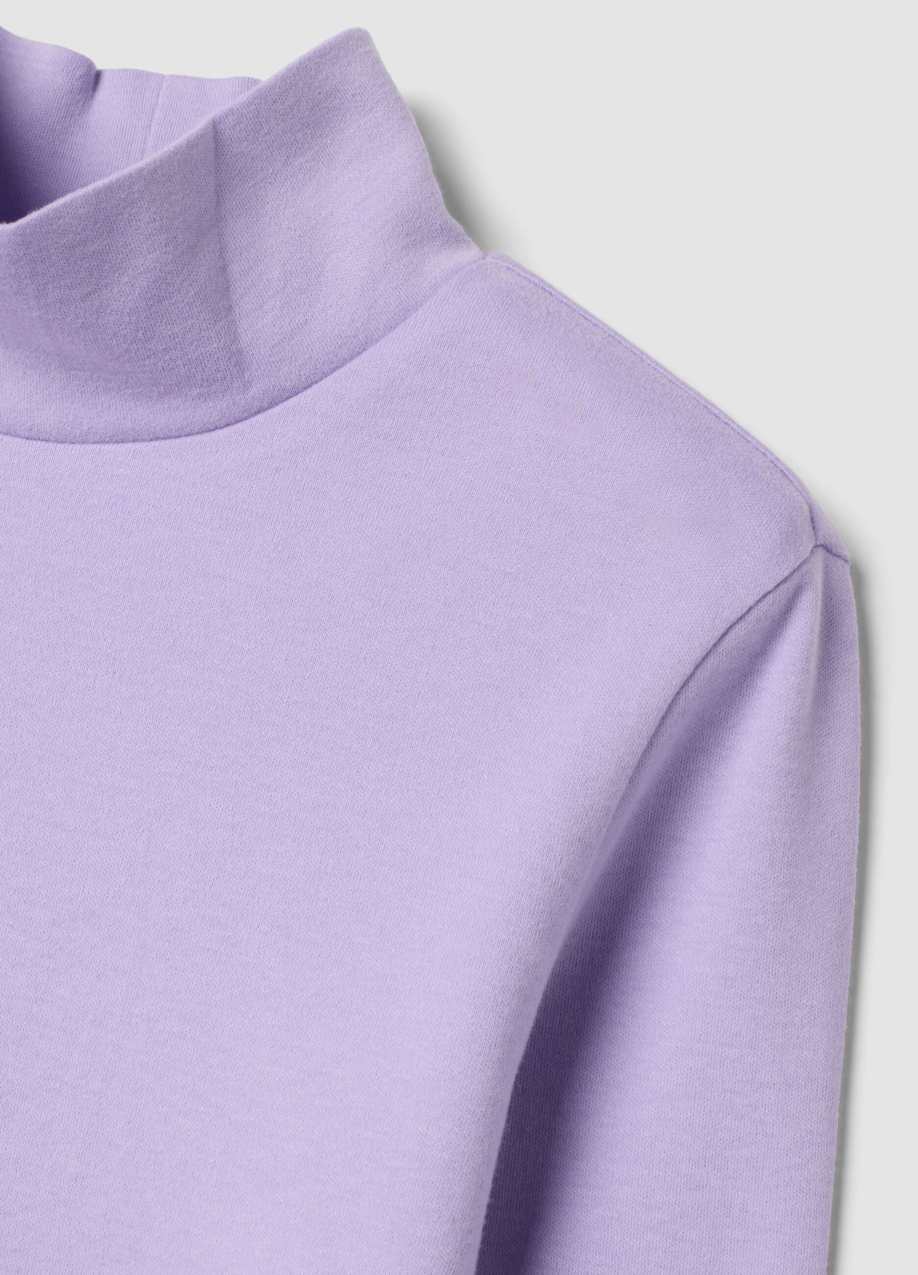 Purple organic cotton slim-fit high-neck T-shirt