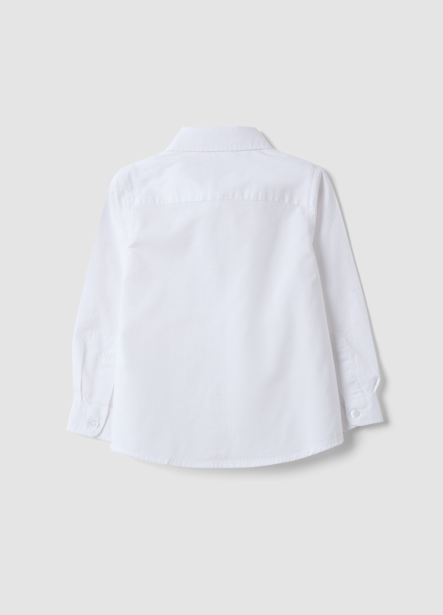 Camicia bianca in puro cotone con collo classico e taschino per bimbo