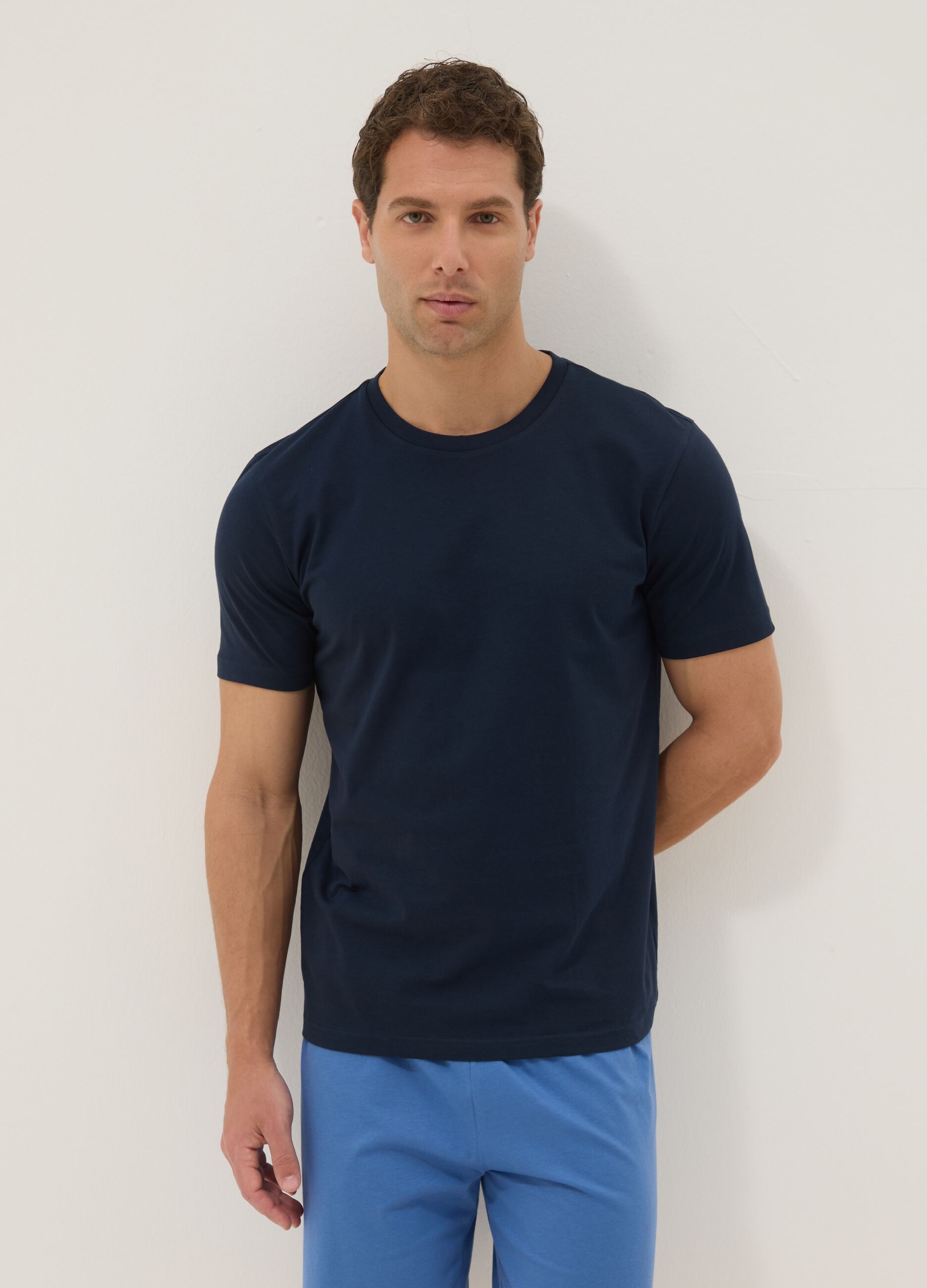 Blue organic cotton pyjamas, regular fit