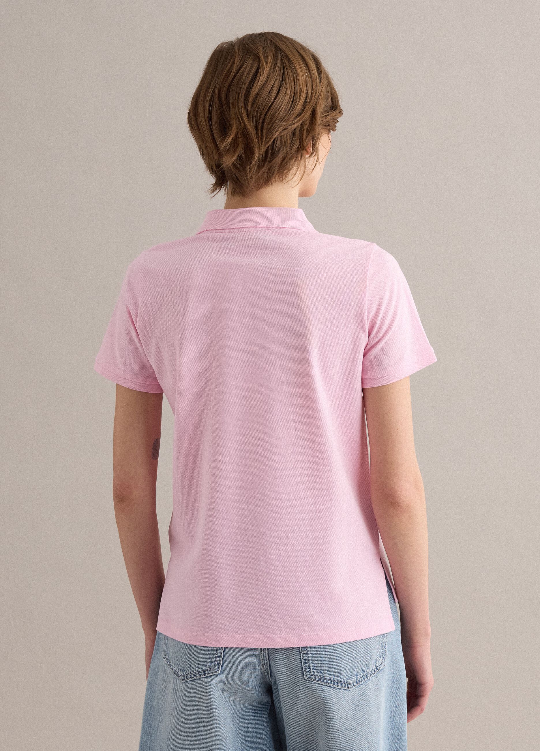 Polo in puro cotone biologico rosa regular fit