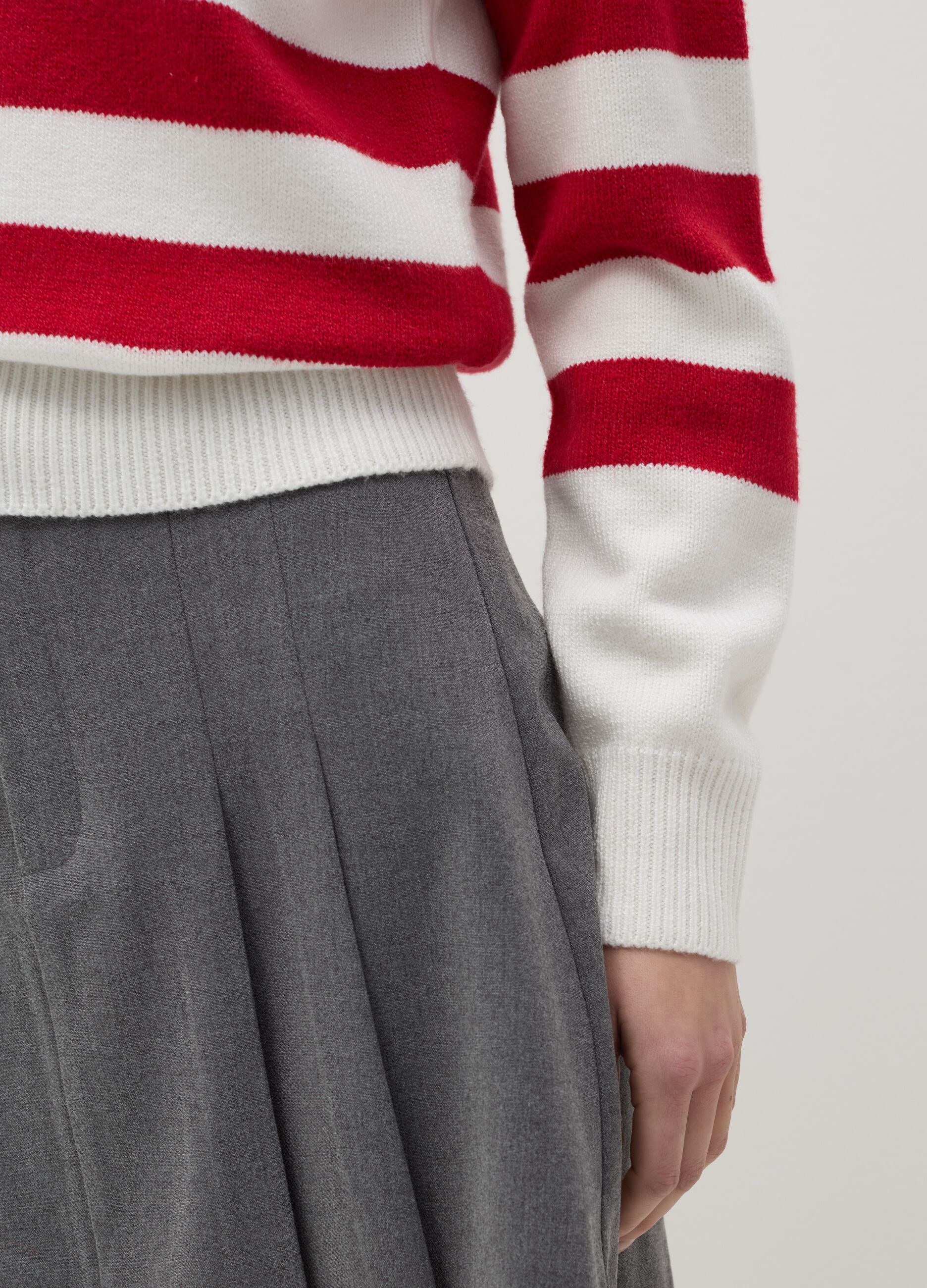 Top with red and white stripes and polo neck