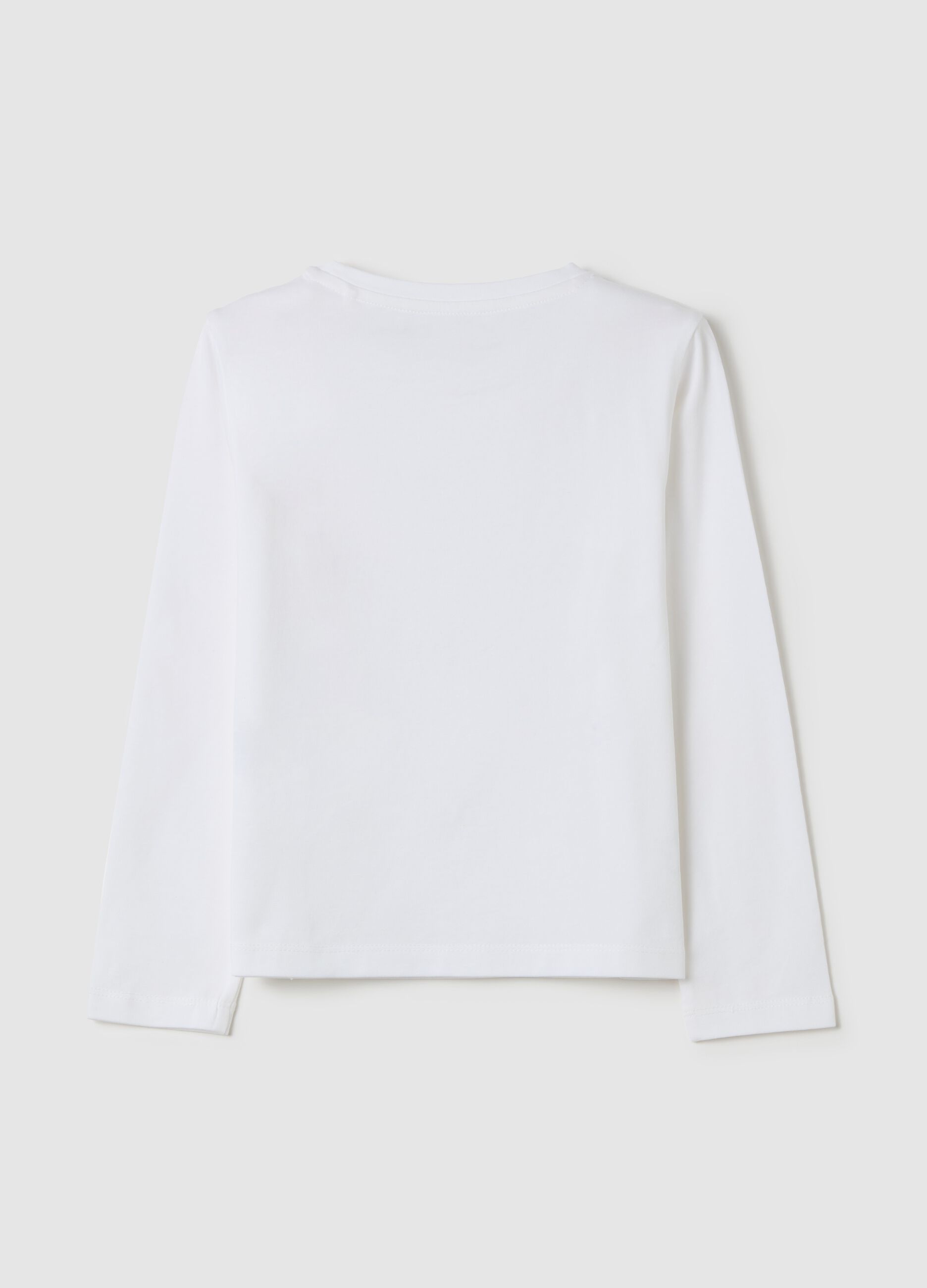 Long-sleeved T-shirt with diamanté flowers
