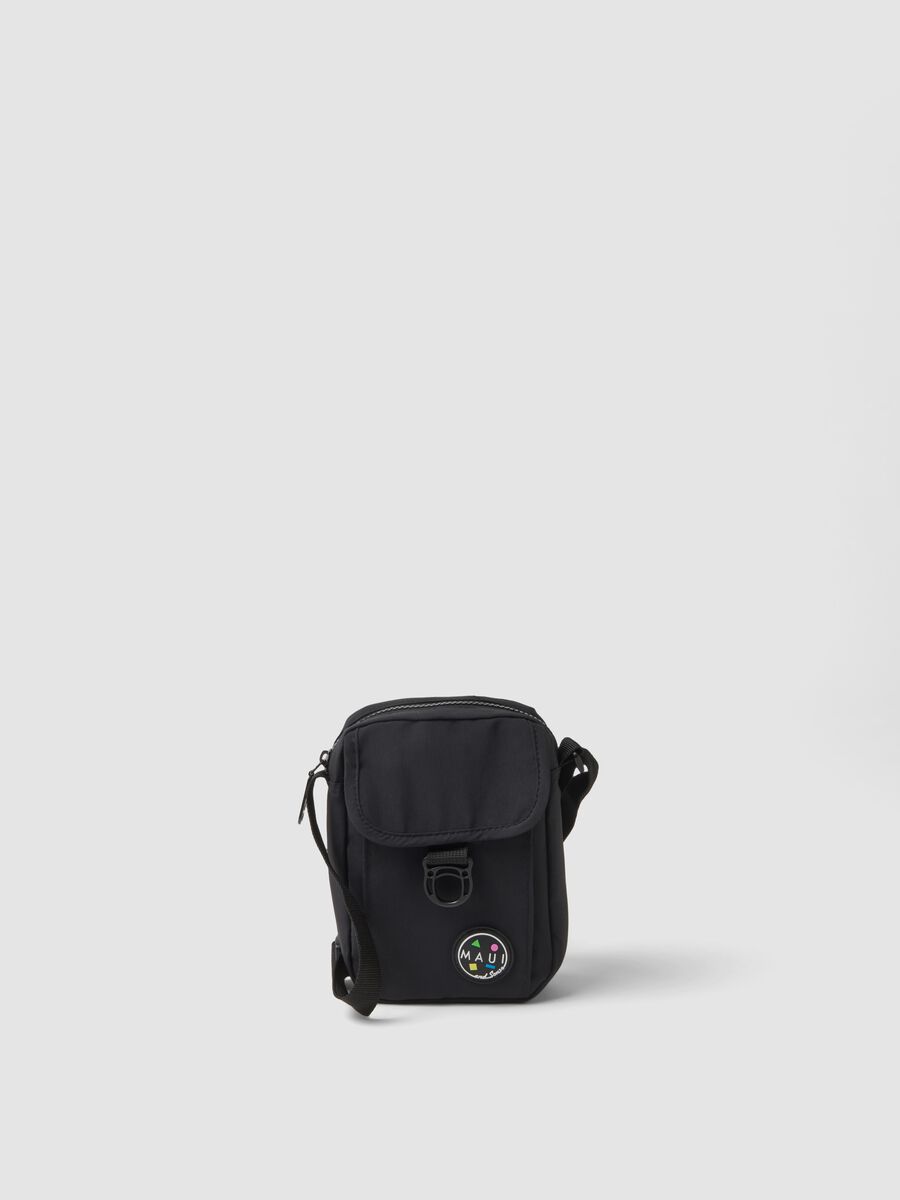 Borsetta a tracolla nera con chiusura a zip e tracolla regolabile_0