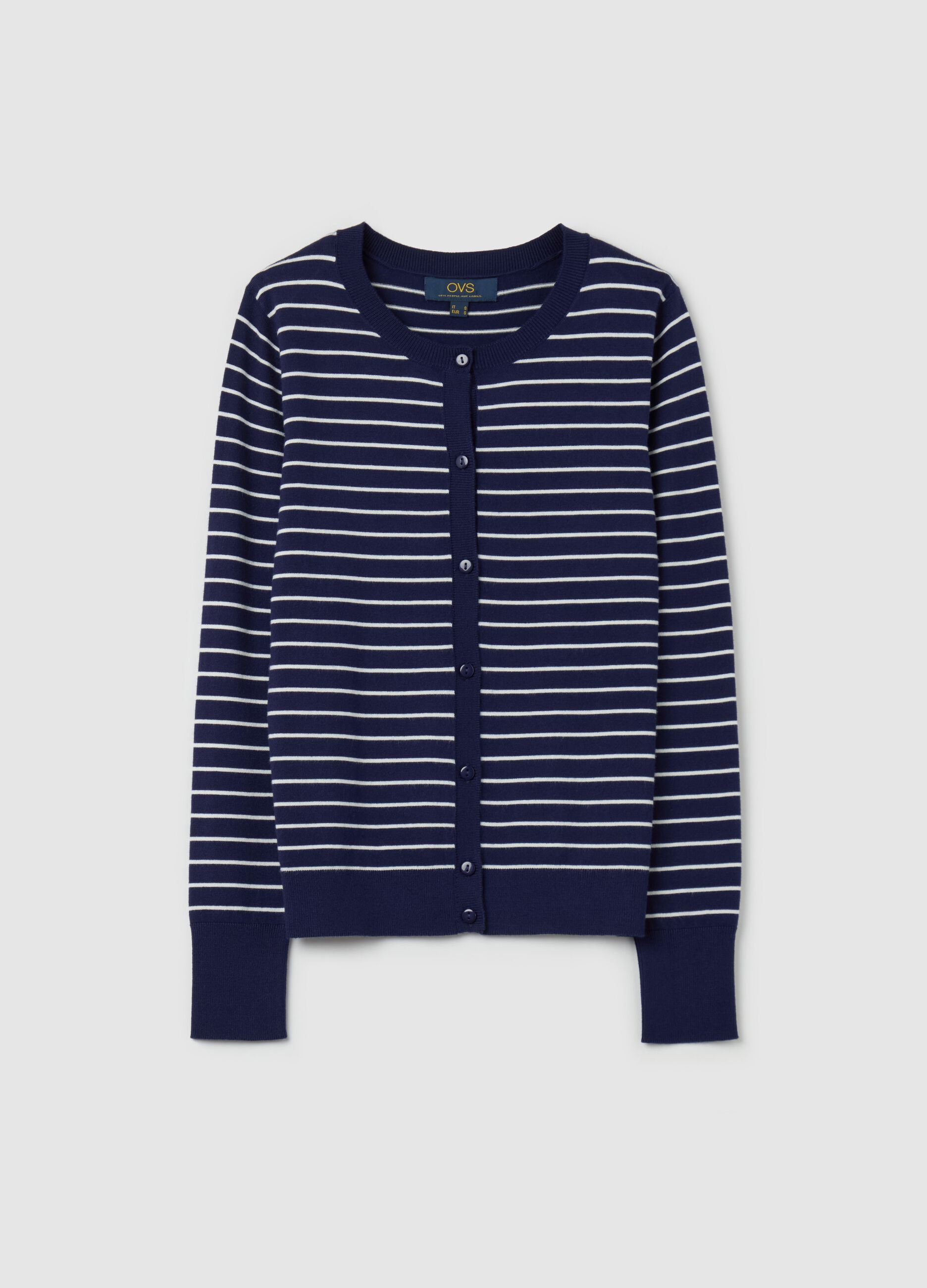Cardigan with striped pattern