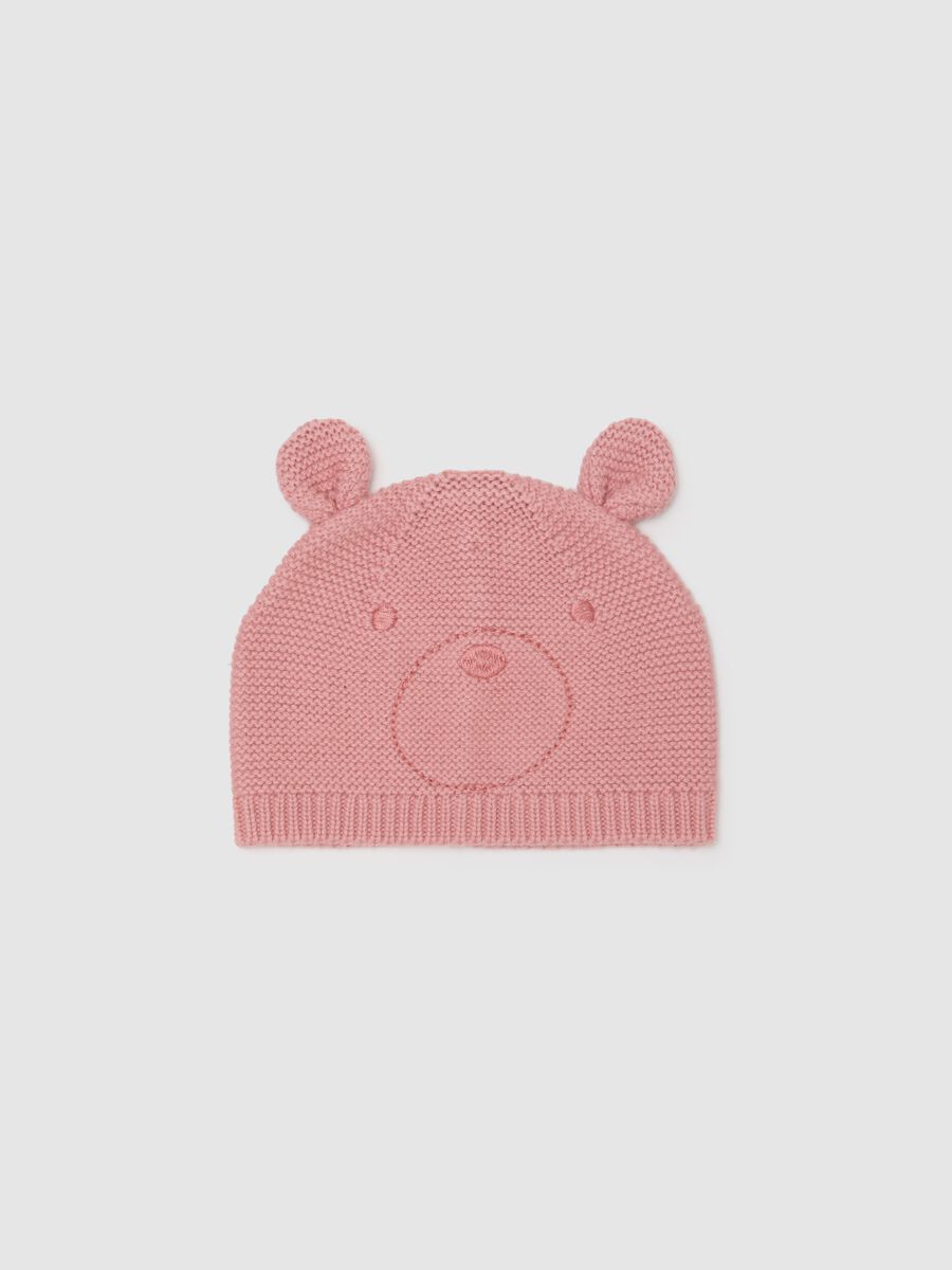 Baby hat in pure pink cotton_0